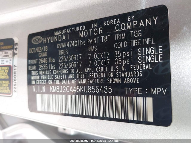 Hyundai TUCSON SE 2019 KM8J2CA45KU856435 Image 9