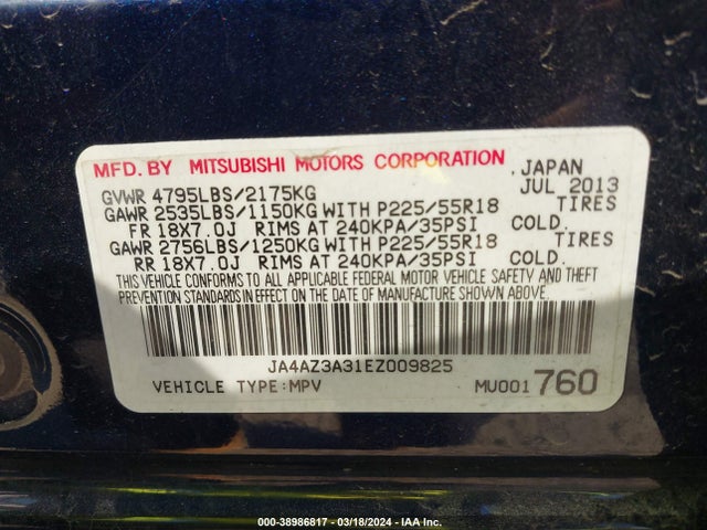 Mitsubishi Outlander Se 2014 JA4AZ3A31EZ009825 Image 9