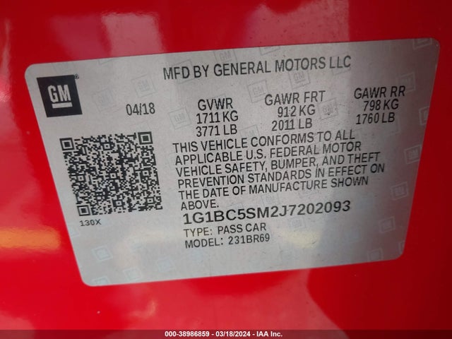 Chevrolet Cruze Ls Auto 2018 1G1BC5SM2J7202093 Image 9