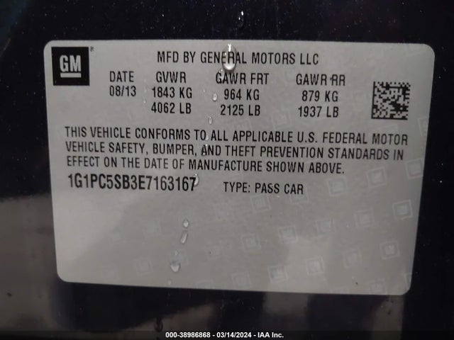 Chevrolet Cruze 1lt Auto 2014 1G1PC5SB3E7163167 Image 9