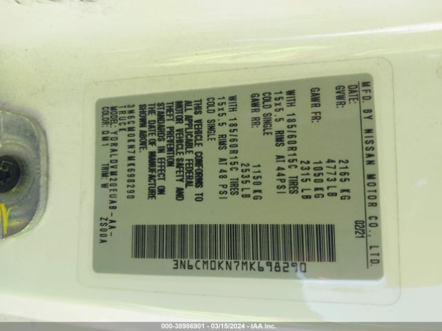 3N6CM0KN7MK698290 Nissan Nv200 Compact Cargo S Xtronic Cvt