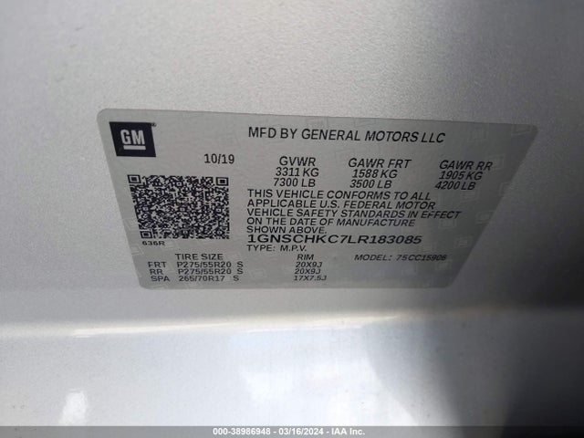 Chevrolet Suburban 2wd Lt 2020 1GNSCHKC7LR183085 Image 9
