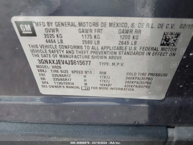 Chevrolet EQUINOX LT 2018 3GNAXJEV4JS615677 Image 9
