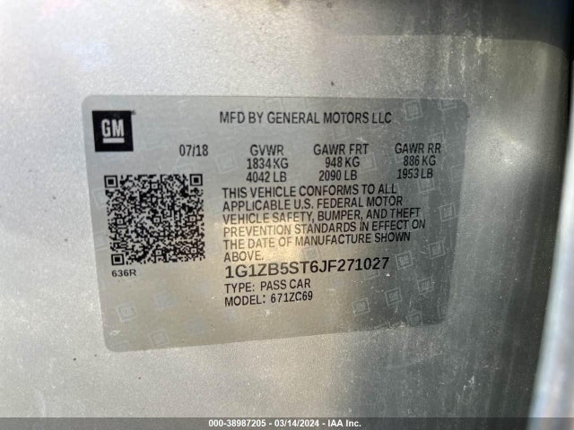 Chevrolet Malibu 1ls 2018 1G1ZB5ST6JF271027 Image 9