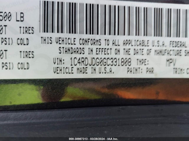 Dodge DURANGO LIMITED 2016 1C4RDJDG0GC331808 Image 9