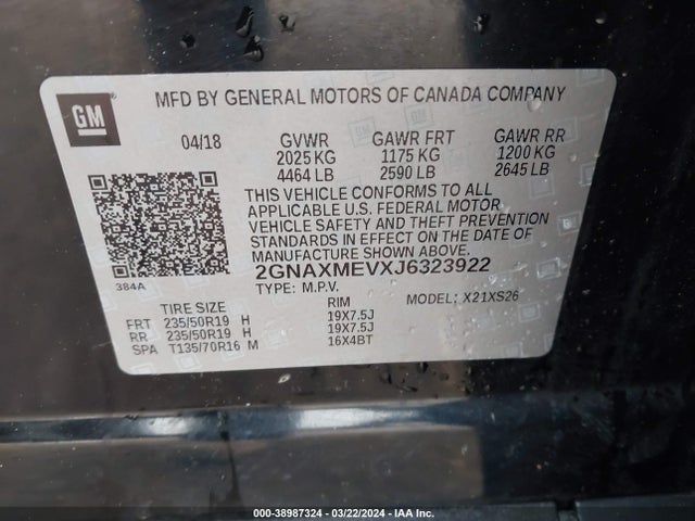 Chevrolet Equinox Premier 2018 2GNAXMEVXJ6323922 Image 9