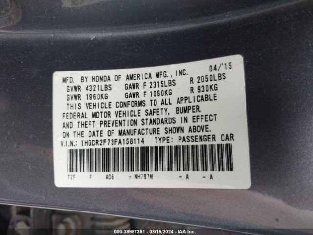 1HGCR2F73FA158114 Honda ACCORD EX