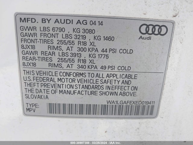 WA1LGAFEXED019411 Audi Q7 3.0t Premium