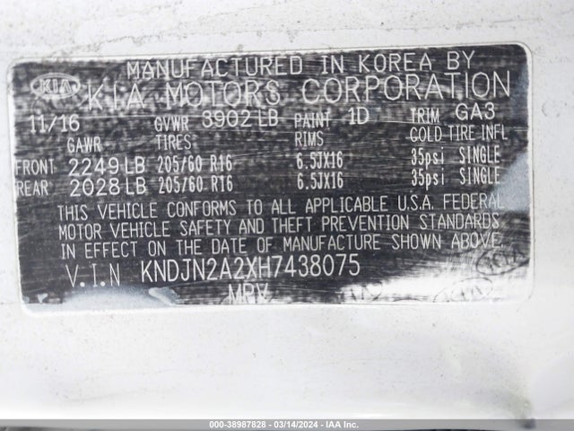 KIA Soul 2017 KNDJN2A2XH7438075 Image 9