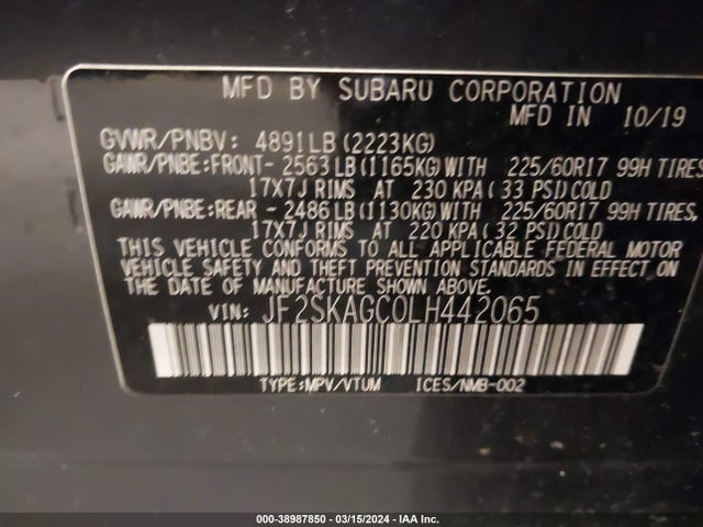 Subaru Forester Premium 2020 JF2SKAGC0LH442065 Image 9