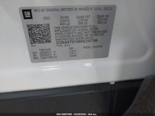Chevrolet Equinox Awd 2fl 2021 3GNAXTEV6MS150755 Image 9