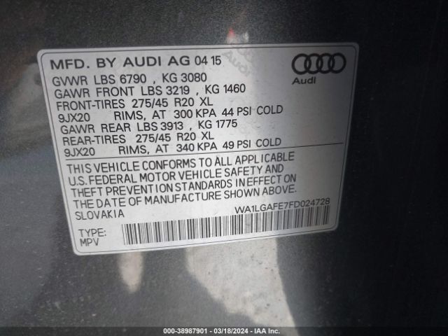 WA1LGAFE7FD024728 Audi Q7 3.0t Premium