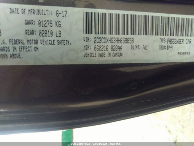 2C3CDXHG3HH659858 Dodge Charger Sxt Rwd
