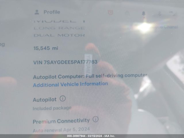 7SAYGDEE5PA177763 Tesla Model Y Awd/long Range Dual Motor All-wheel Drive