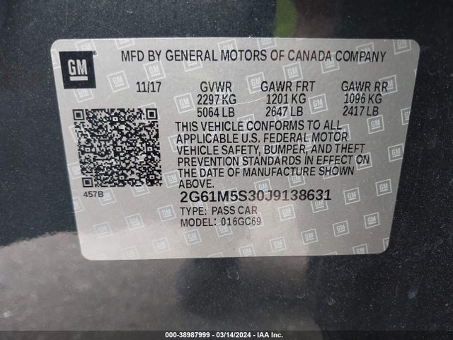 Cadillac XTS LUXURY 2018 2G61M5S30J9138631 Image 9