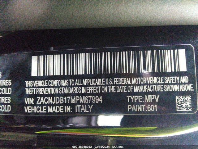 ZACNJDB17MPM67994 Jeep Renegade 80th Anniversary 4x4