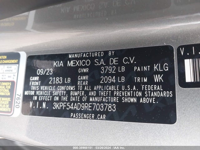 KIA Forte Gt-line 2024 3KPF54AD9RE703783 Image 9