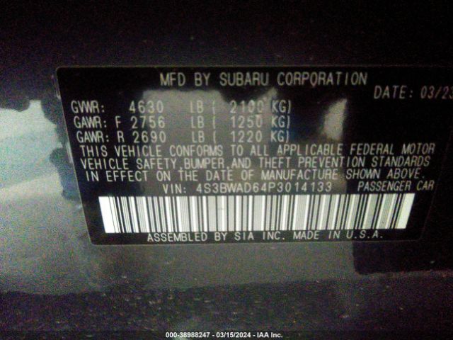 4S3BWAD64P3014133 Subaru Legacy Premium