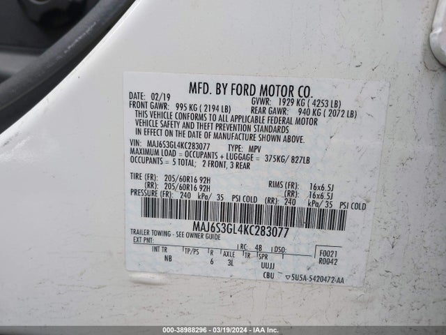 Ford Ecosport Se 2019 MAJ6S3GL4KC283077 Image 9