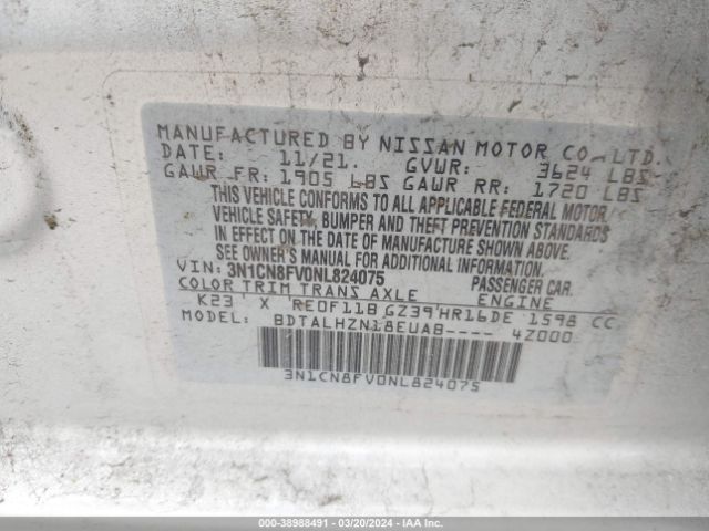 3N1CN8FV0NL824075 Nissan Versa 1.6 Sr Xtronic Cvt
