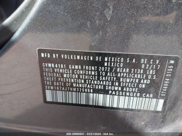 3VW167AJ7HM325656 Volkswagen Jetta 1.4t S