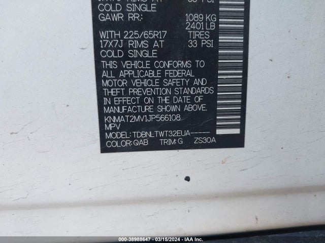 Nissan ROGUE SV 2018 KNMAT2MV1JP566108 Image 9