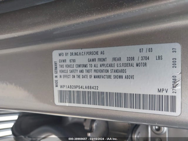 2004 PORSCHE CAYENNE WP1AB29P54LA68422 Photo 8