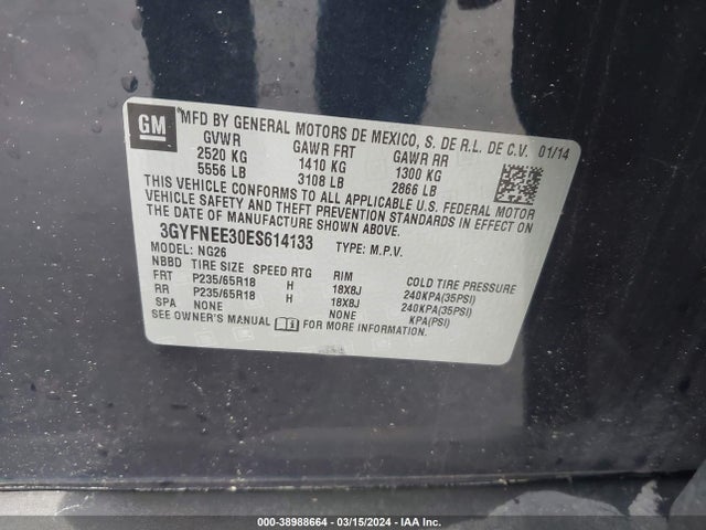 Cadillac Srx Luxury Collection 2014 3GYFNEE30ES614133 Image 9