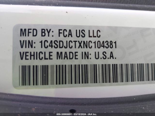1C4SDJCTXNC104381 Dodge Durango R/t Awd