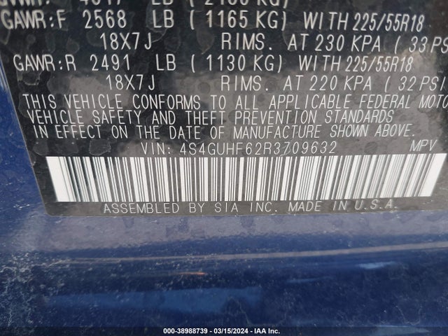 4S4GUHF62R3709632 Subaru Crosstrek Sport
