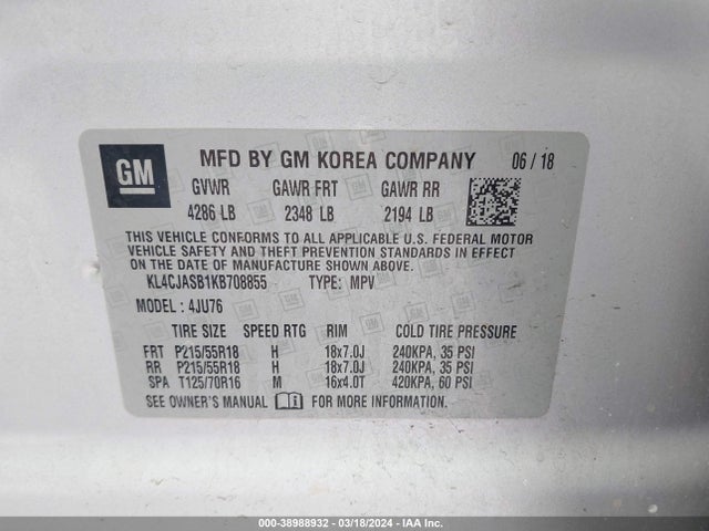 Buick Encore Fwd Preferred 2019 KL4CJASB1KB708855 Image 9