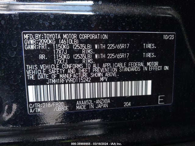 Toyota RAV4 LE 2024 JTMH1RFV9RD115242 Image 9