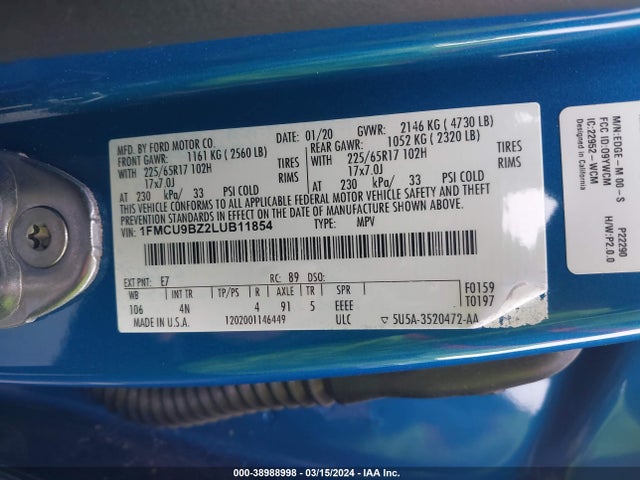 1FMCU9BZ2LUB11854 Ford Escape Se Sport Hybrid