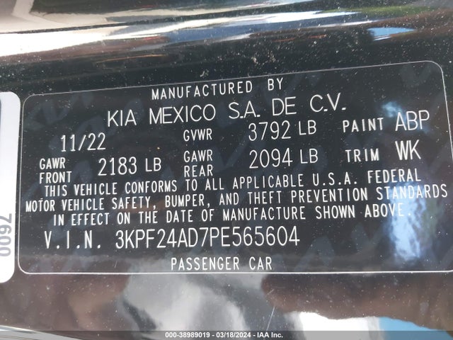 KIA FORTE LX 2023 3KPF24AD7PE565604 Image 9