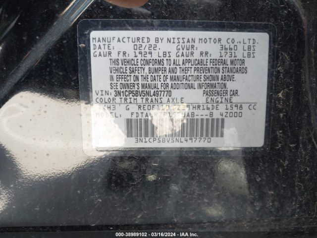 3N1CP5BV5NL497770 Nissan Kicks S Xtronic Cvt