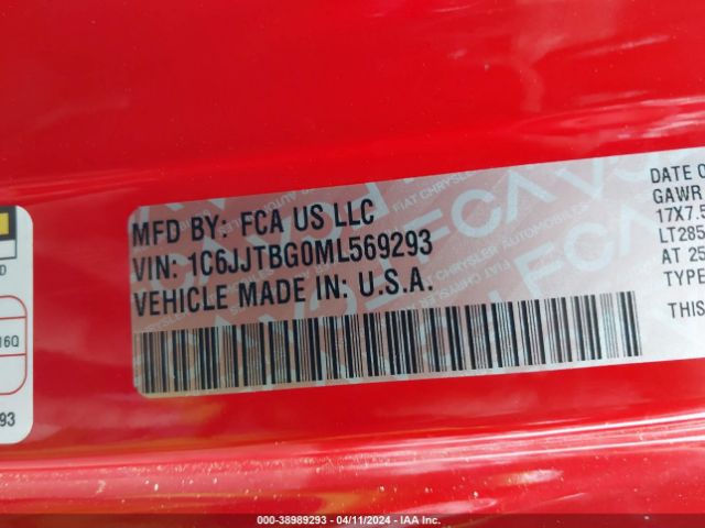 1C6JJTBG0ML569293 Jeep Gladiator Rubicon 4x4
