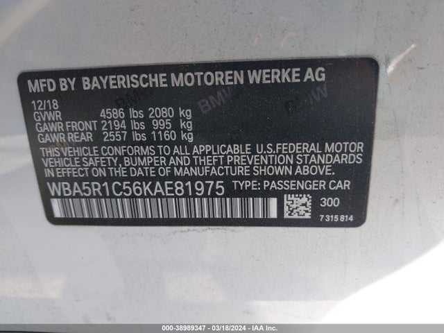 BMW 330I 2019 WBA5R1C56KAE81975 Image 9