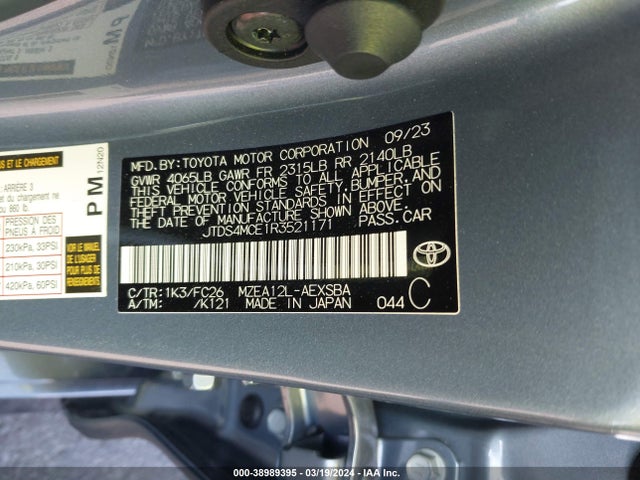 Toyota COROLLA SE 2024 JTDS4MCE1R3521171 Image 9