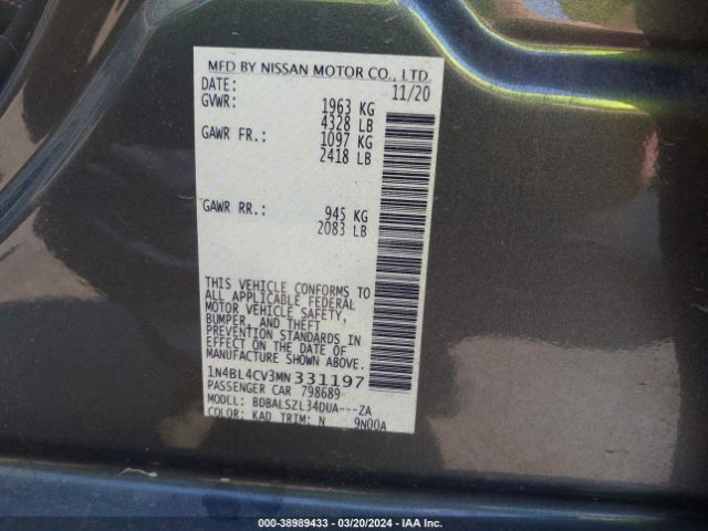 2021 NISSAN ALTIMA 1N4BL4CV3MN331197 Photo 8