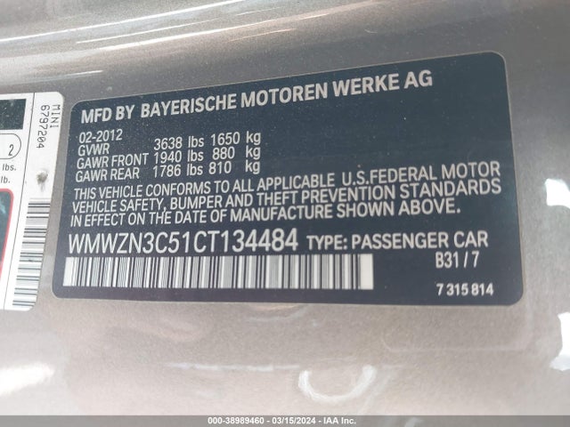 2012 MINI COOPER WMWZN3C51CT134484 Photo 8