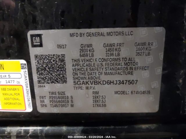 2017 BUICK ENCLAVE 5GAKVBKD6HJ347507 Photo 8