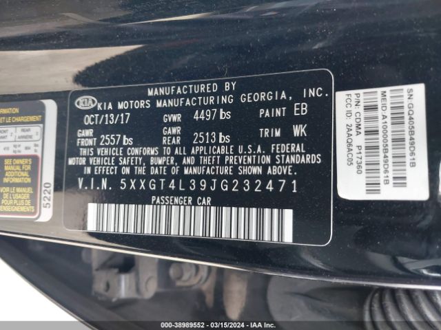 5XXGT4L39JG232471 KIA Optima S