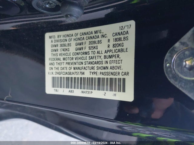 Honda CIVIC SI 2018 2HGFC3A58JH751794 Image 9