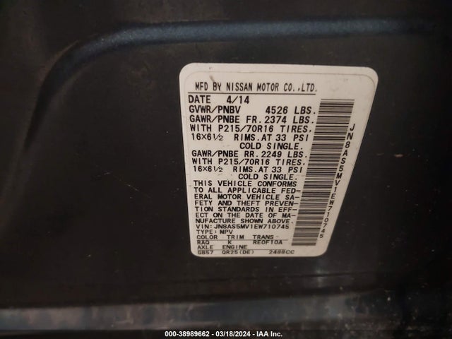 Nissan Rogue Select S 2014 JN8AS5MV1EW710745 Image 9