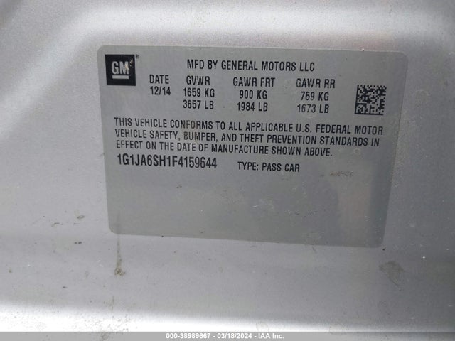 Chevrolet Sonic Ls Auto 2015 1G1JA6SH1F4159644 Image 9