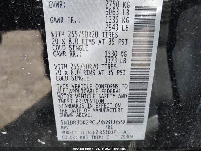 Nissan Pathfinder Platinum 4wd 2023 5N1DR3DK2PC268069 Image 9
