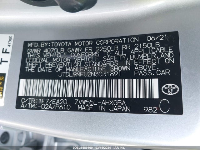 Toyota Prius Xle Awd-e 2022 JTDL9MFU2N3031891 Image 9