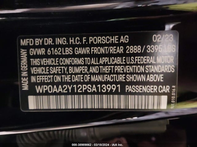 2023 PORSCHE TAYCAN WP0AA2Y12PSA13991 Photo 8