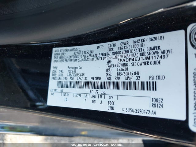 Ford FIESTA SE 2018 3FADP4EJ1JM117497 Image 9