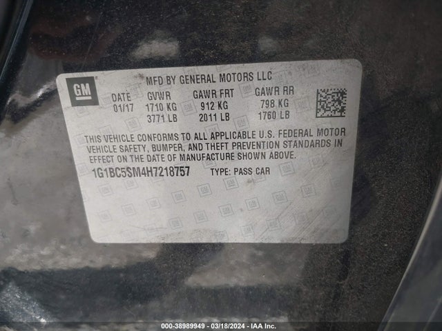 Chevrolet Cruze Ls Auto 2017 1G1BC5SM4H7218757 Image 9